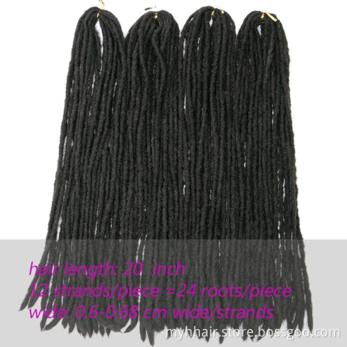 Synthetic Crochet Hair 12 strands/pcs Black Blonde Crochet Braiding Hair For Women And Men 20 Inch Hair Piece Soft Dreadlocks